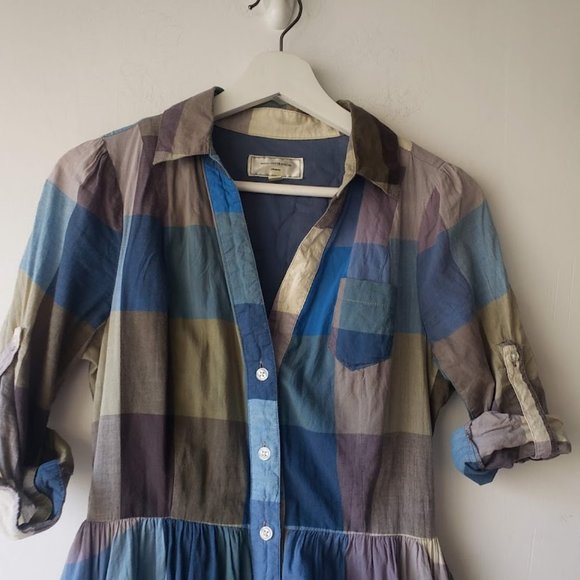 Moulinette Soeurs Reed Blue Green Gingham Dress - Picture 8 of 9